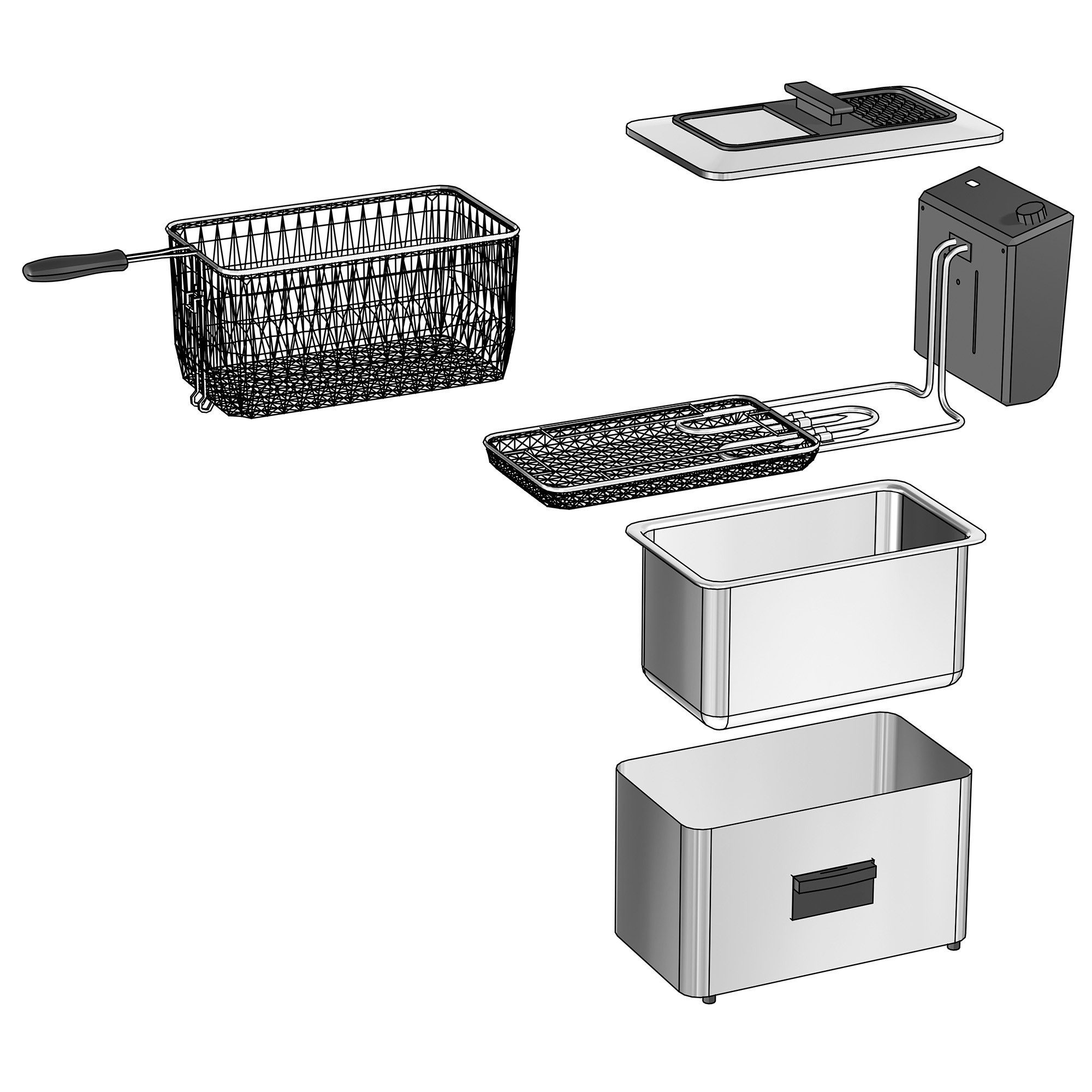 ZOKURA Z1438 olajszűrős olajsütő, 3 l, 2000 W, piros – 5. kép