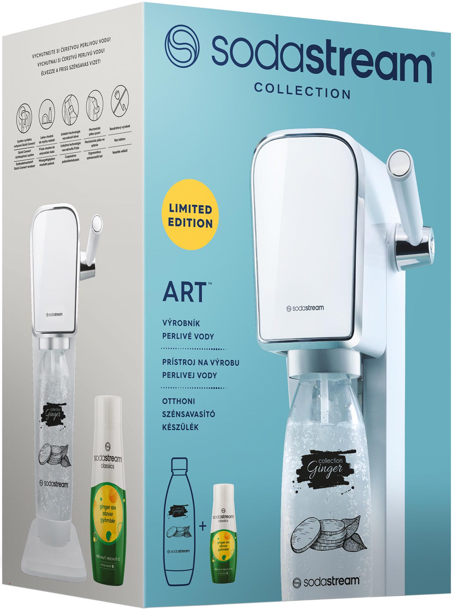 SODA STREAM SM ART WHITE GYÖMBÉR MEGAPACK fehér szódagép gyömbér ízkoncentrátummal – 2. kép