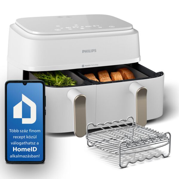PHILIPS NA353/14 3000 Series 9 literes dupla kosaras forrólevegős sütő tartozékokkal