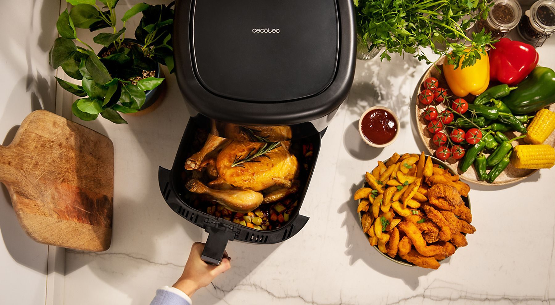 CECOTEC 4992 Cecofry Bombastik 6000 forrólevegős sütő 6 literes kosárral – 3. kép