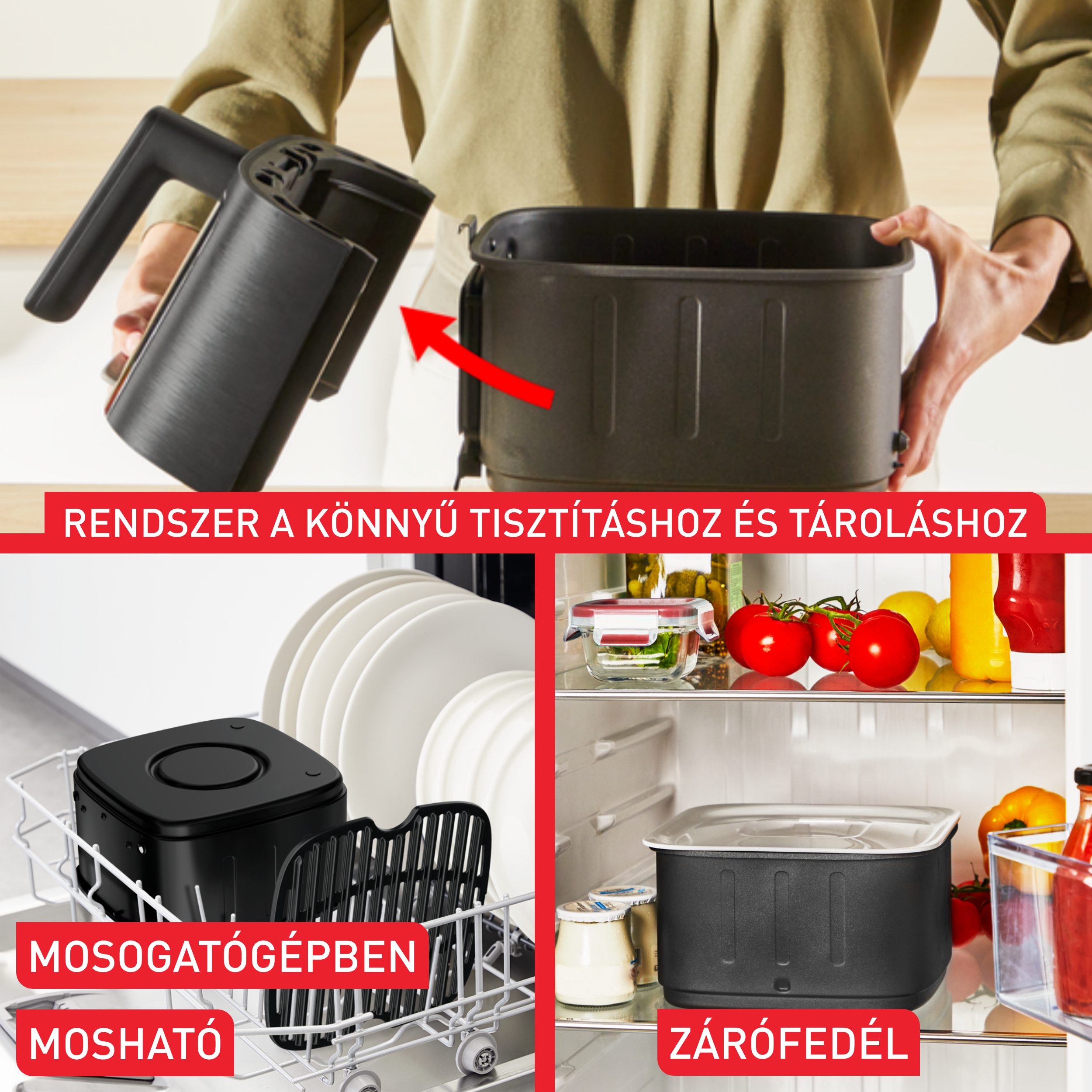 TEFAL EY5568E0 Easy Fry Silence XL forrólevegős sütő 4,2 literes kosárral – 7. kép