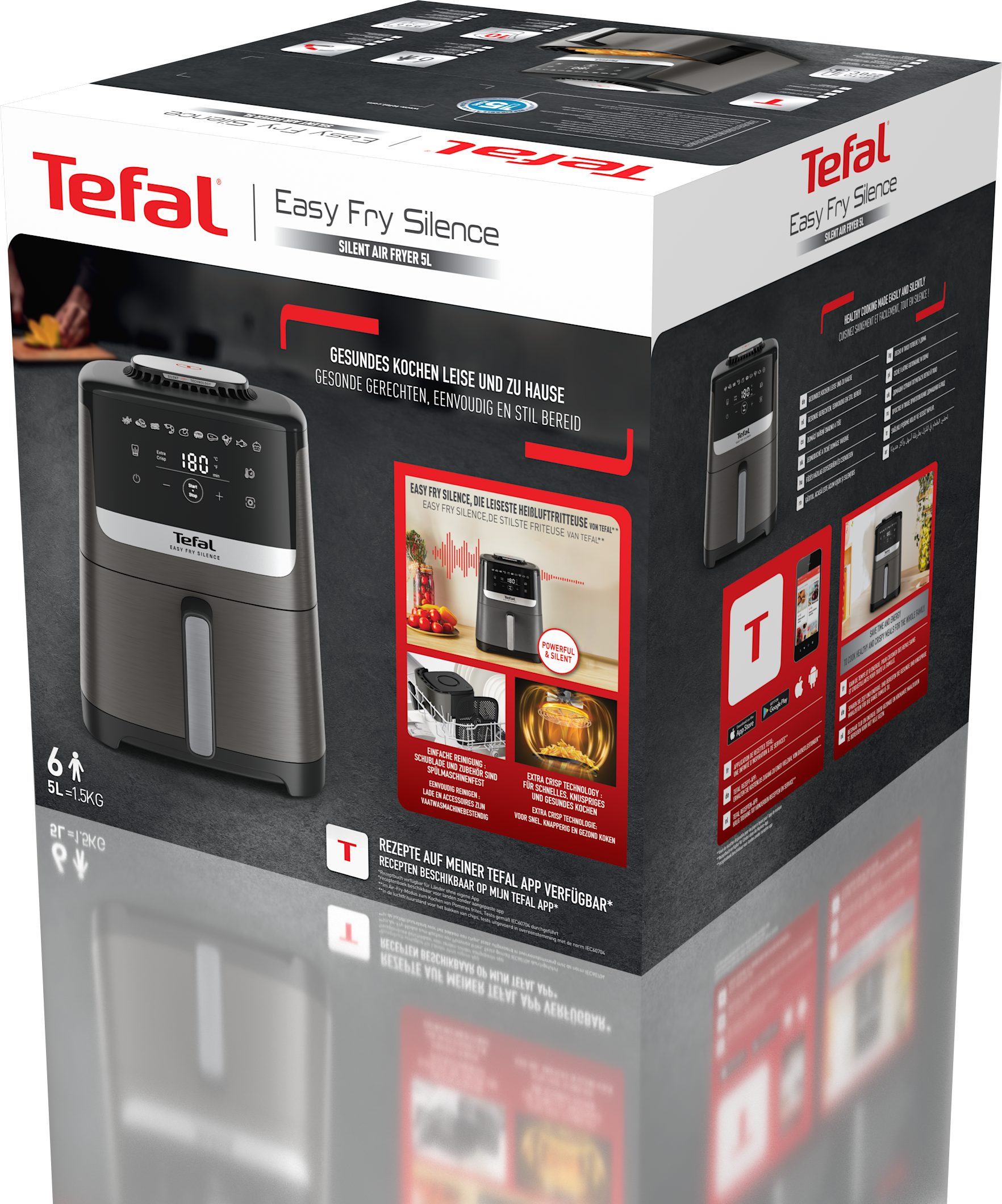 TEFAL EY551HE0 Easy Fry Silence XL 5 literes forrólevegős sütő – 10. kép