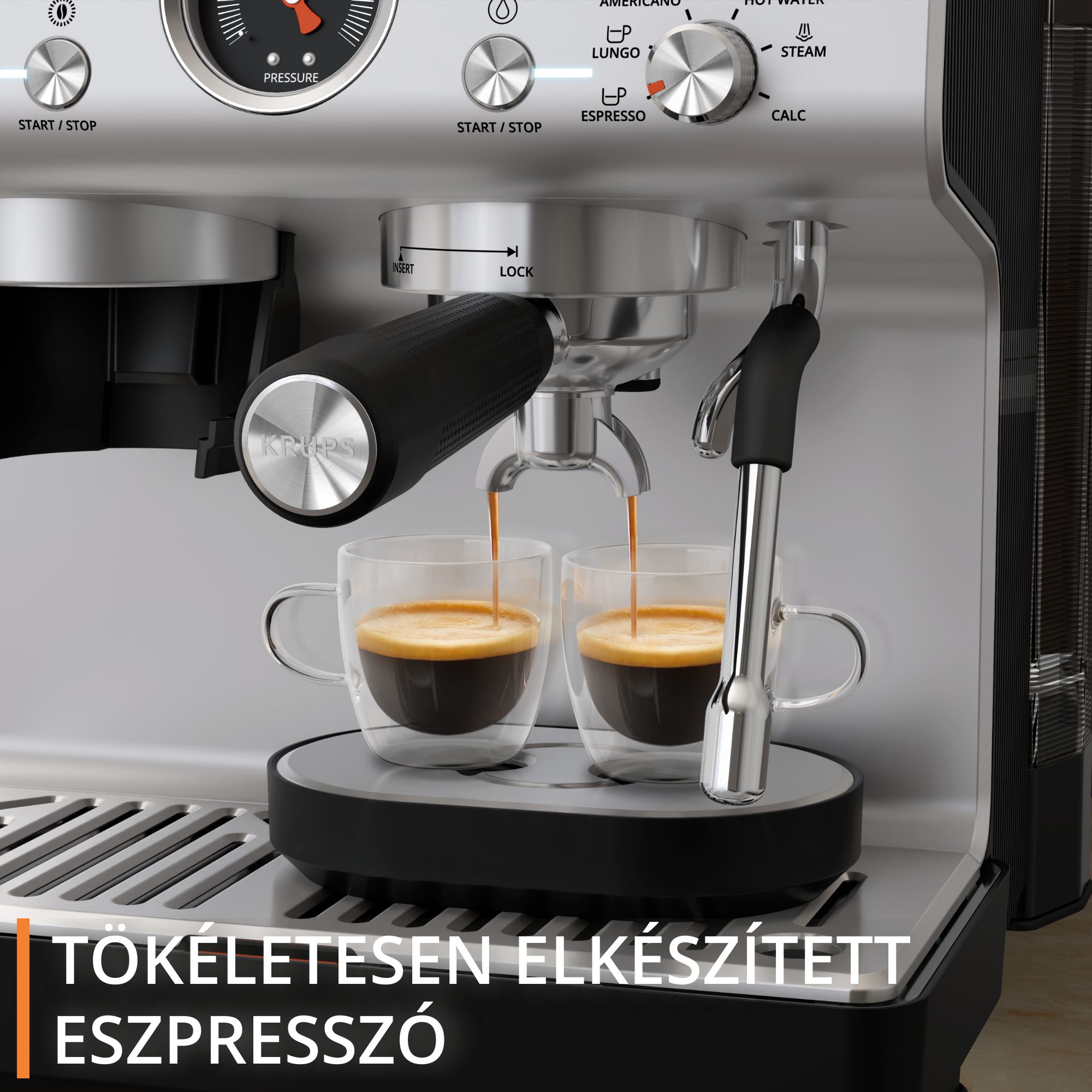 KRUPS XP801T10 Precision manuális eszpresszó kávéfőző beépített őrlővel, alumínium – 7. kép