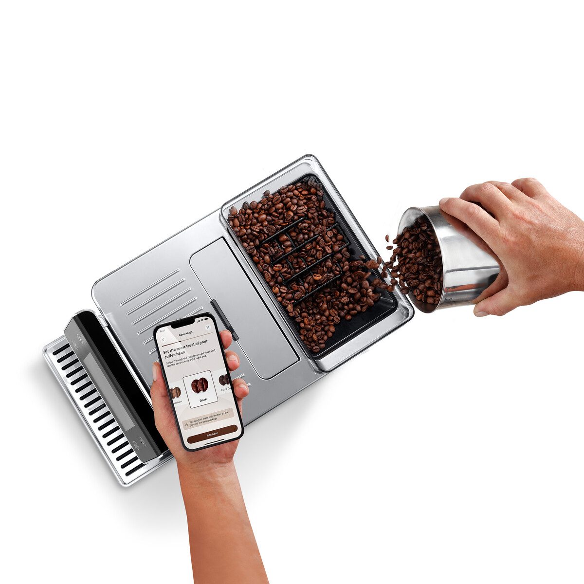 DE-LONGHI PrimaDonna Aromatic ECAM630.75.TSM automata kávéfőző tejtartállyal, titánium – 5. kép