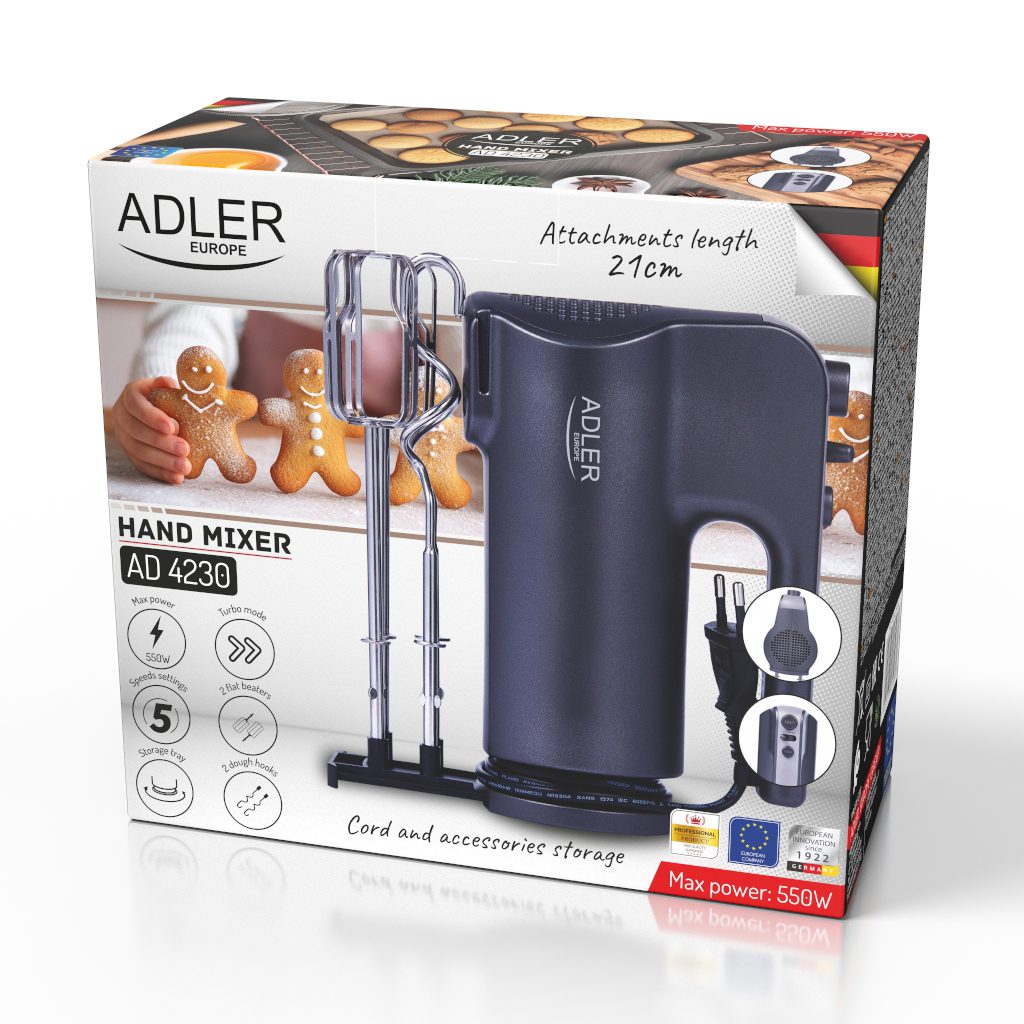 ADLER AD4230 kézi mixer 5 fokozattal és tartozéktálcával – 11. kép