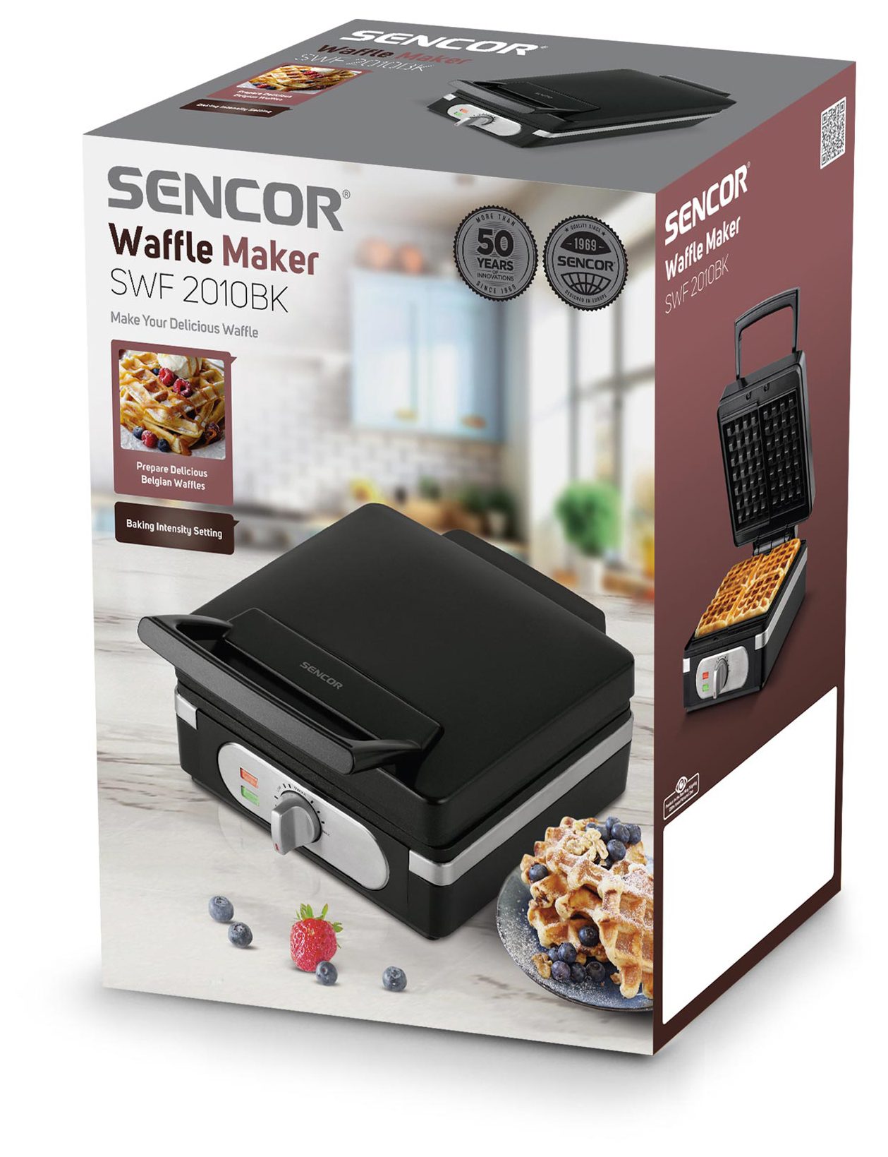 SENCOR SWF 2010BK fekete gofrisütő hőmérséklet-szabályozással, 1400 W – 10. kép