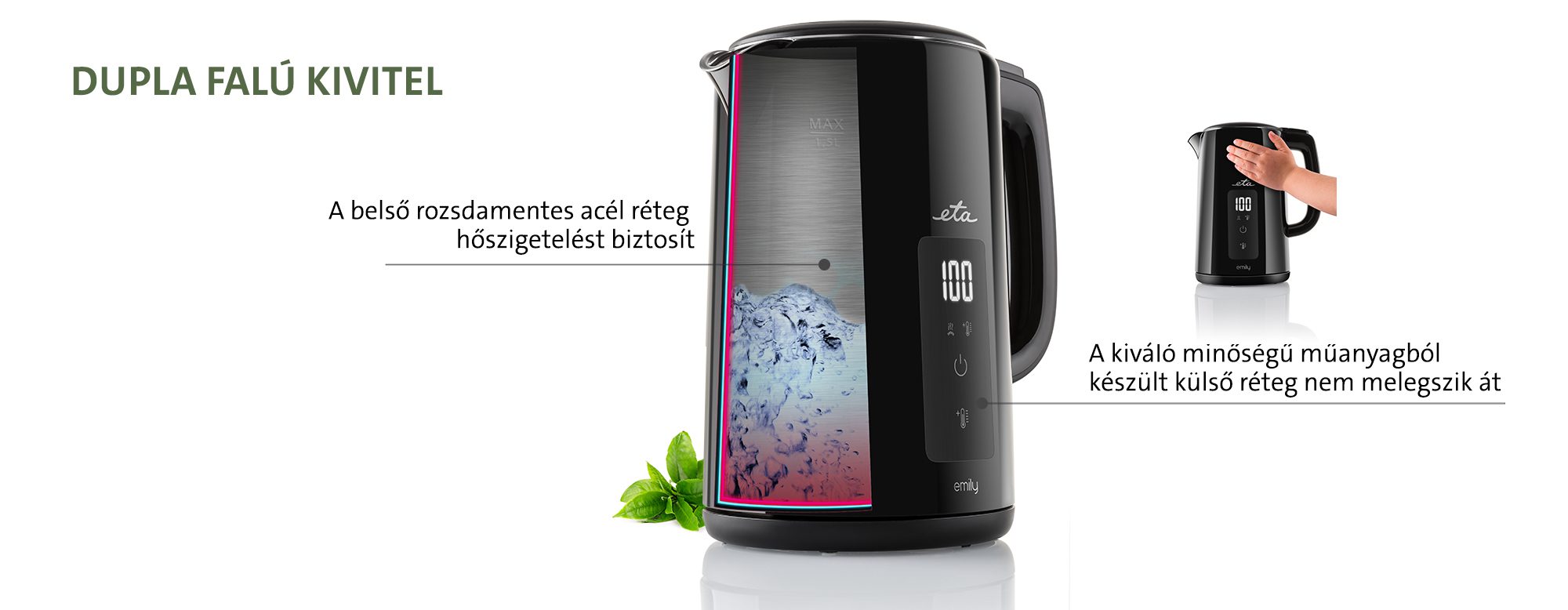 ETA 4595 90000 Emily duplafalú vízforraló LED-kijelzővel – 7. kép
