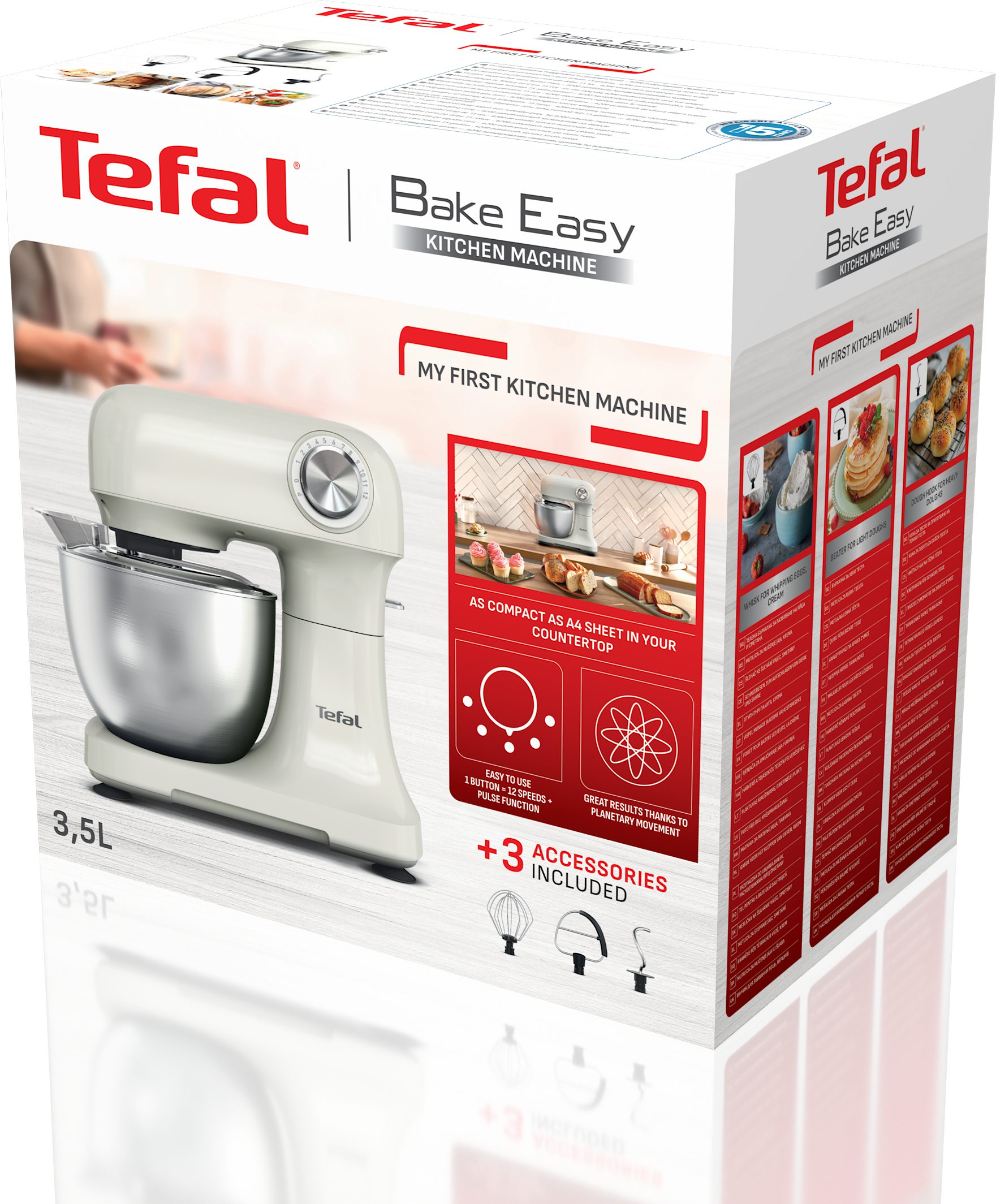 TEFAL QB140AF0 Bake Easy fehér konyhai robotgép 3,5 literes tállal – 7. kép