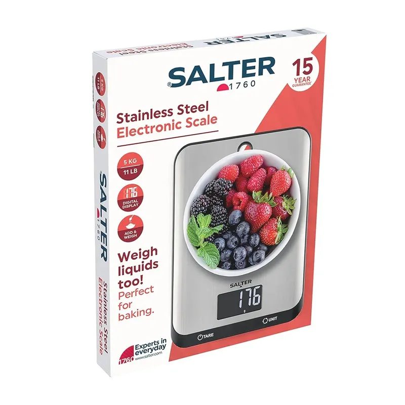 SALTER konyhai mérleg rozsdamentes acél felülettel, 5 kg – 6. kép