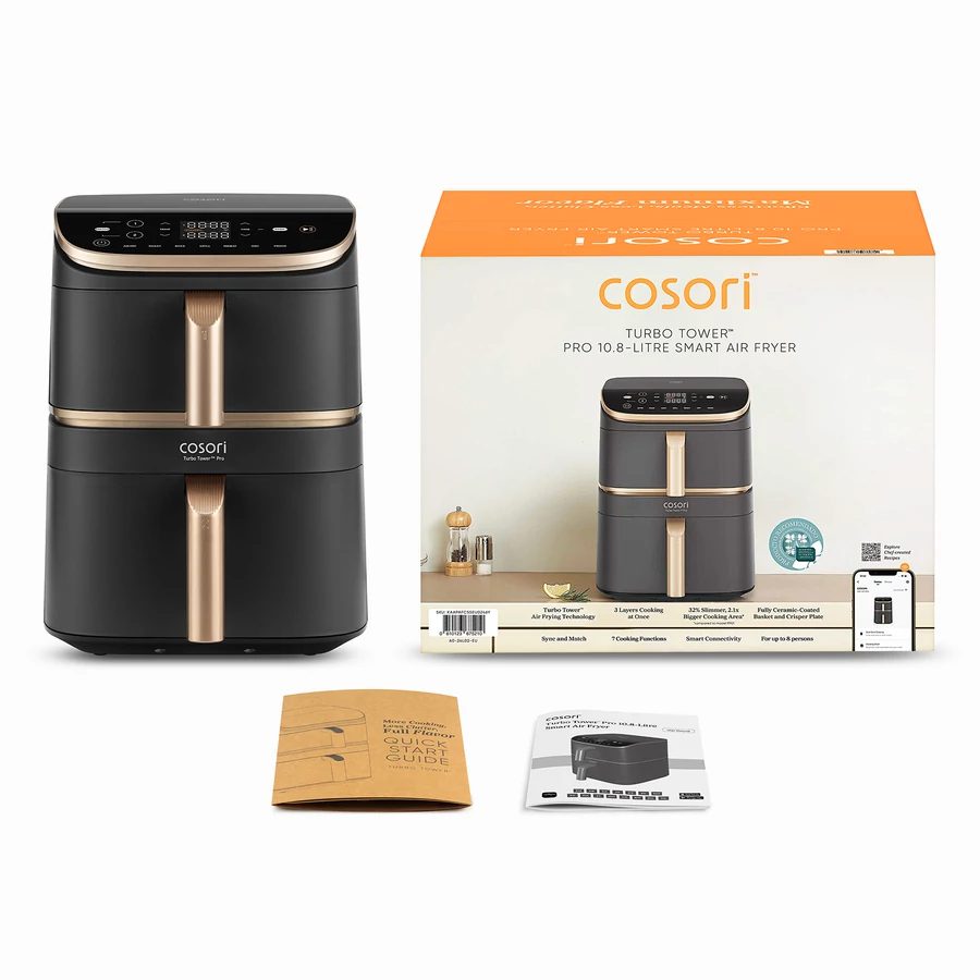 COSORI Turbo Tower Pro Smart 10,8 literes, kétkosaras forrólevegős sütő – 6. kép