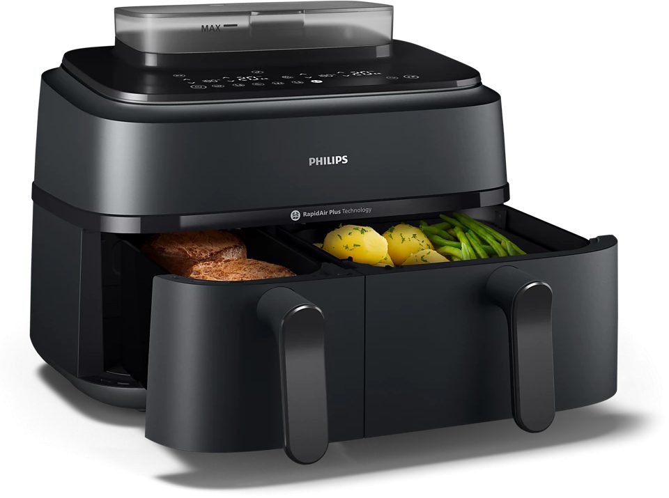 PHILIPS 5000 Series NA550/00 SteamFry+ 9 literes, dupla kosaras Airfryer gőzfunkcióval – 6. kép