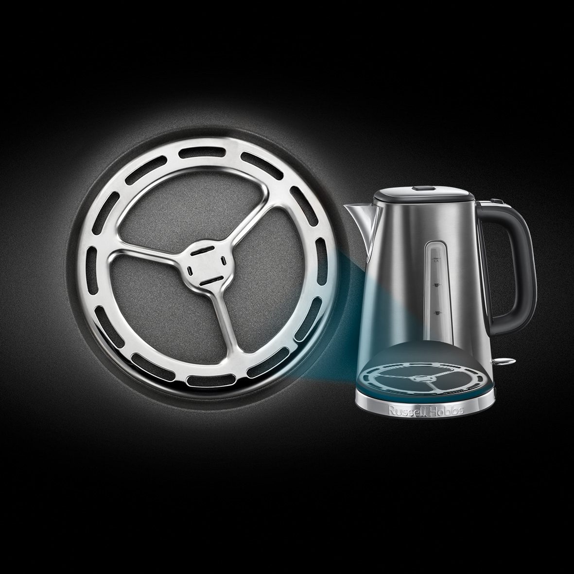 RUSSELL HOBBS 23210-70 Luna szürke vízforraló gyorsforraló jelölésekkel – 5. kép