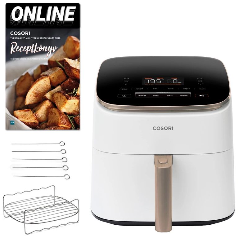 COSORI TurboBlaze Chef Edition fehér forrólevegős sütő 6 literes kosárral – 4. kép