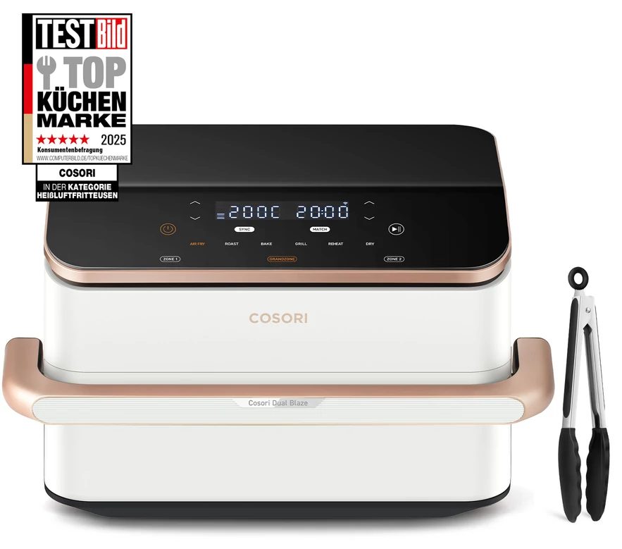COSORI Dual Blaze TwinFry fehér, 10 literes forrólevegős sütő – 2. kép