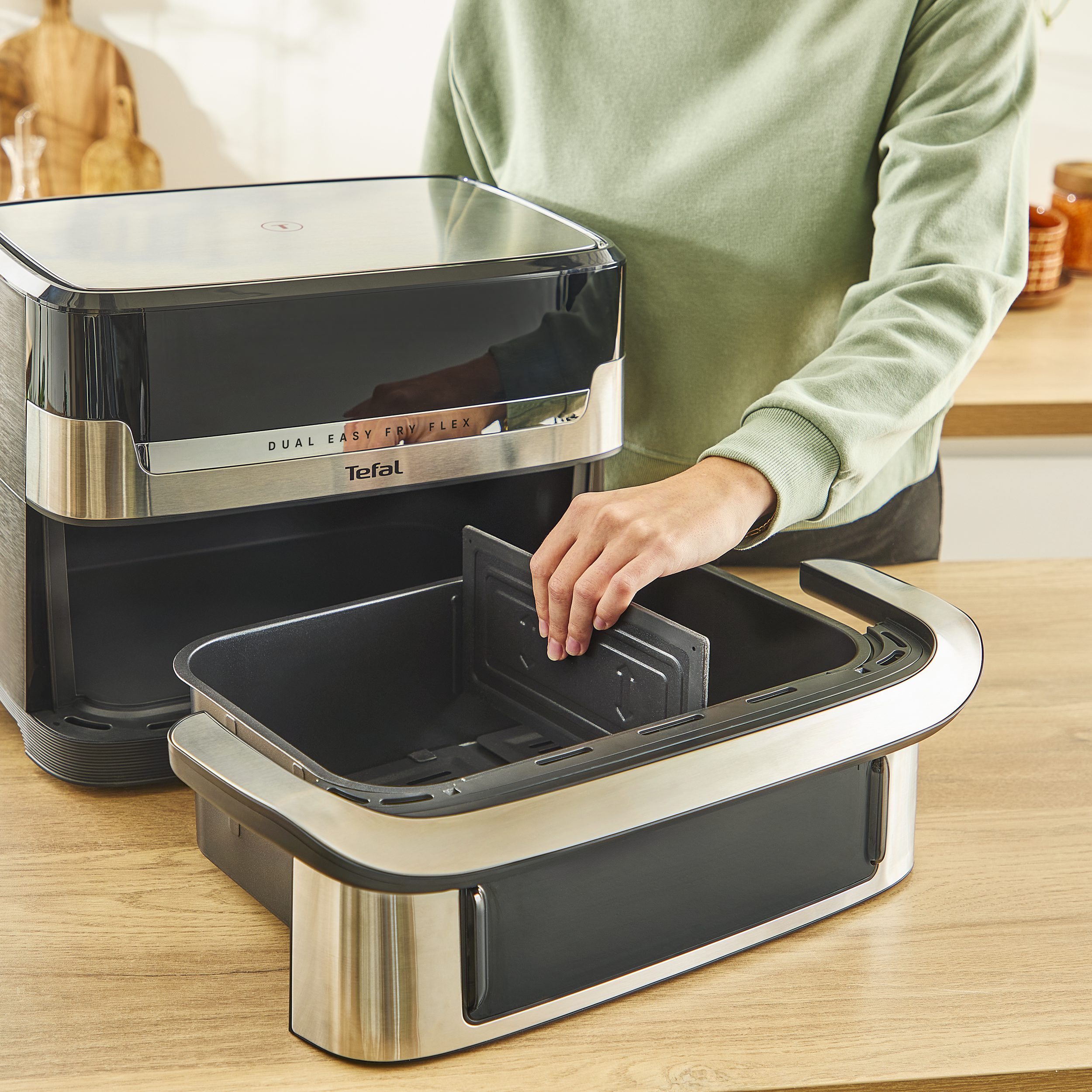 TEFAL EY922DE0 Dual Easy Fry Flex 9 literes forrólevegős sütő – 7. kép