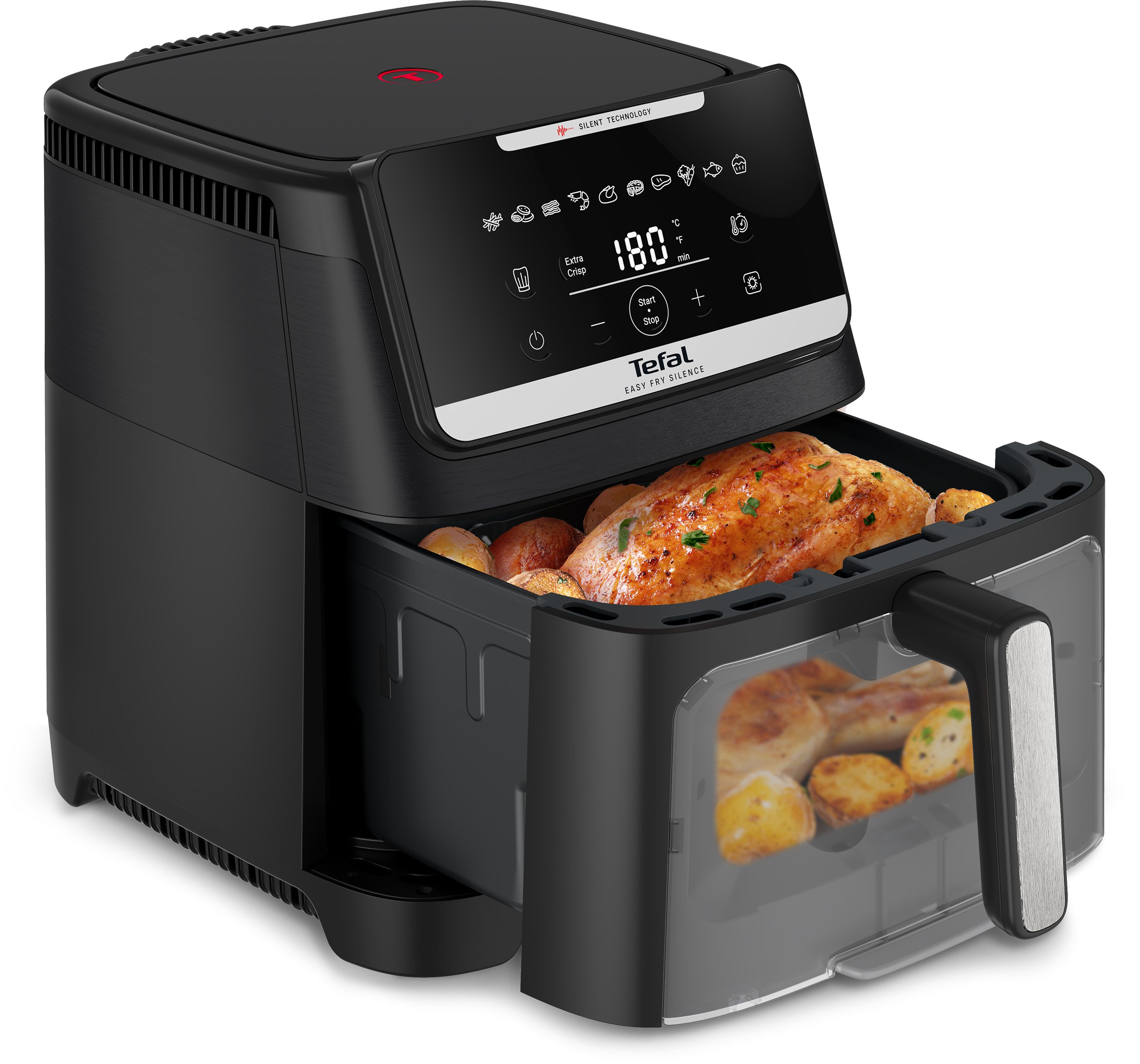 TEFAL EY8468E0 Easy Fry Silence XXL 7 l Vision fekete forrólevegős sütő – 2. kép