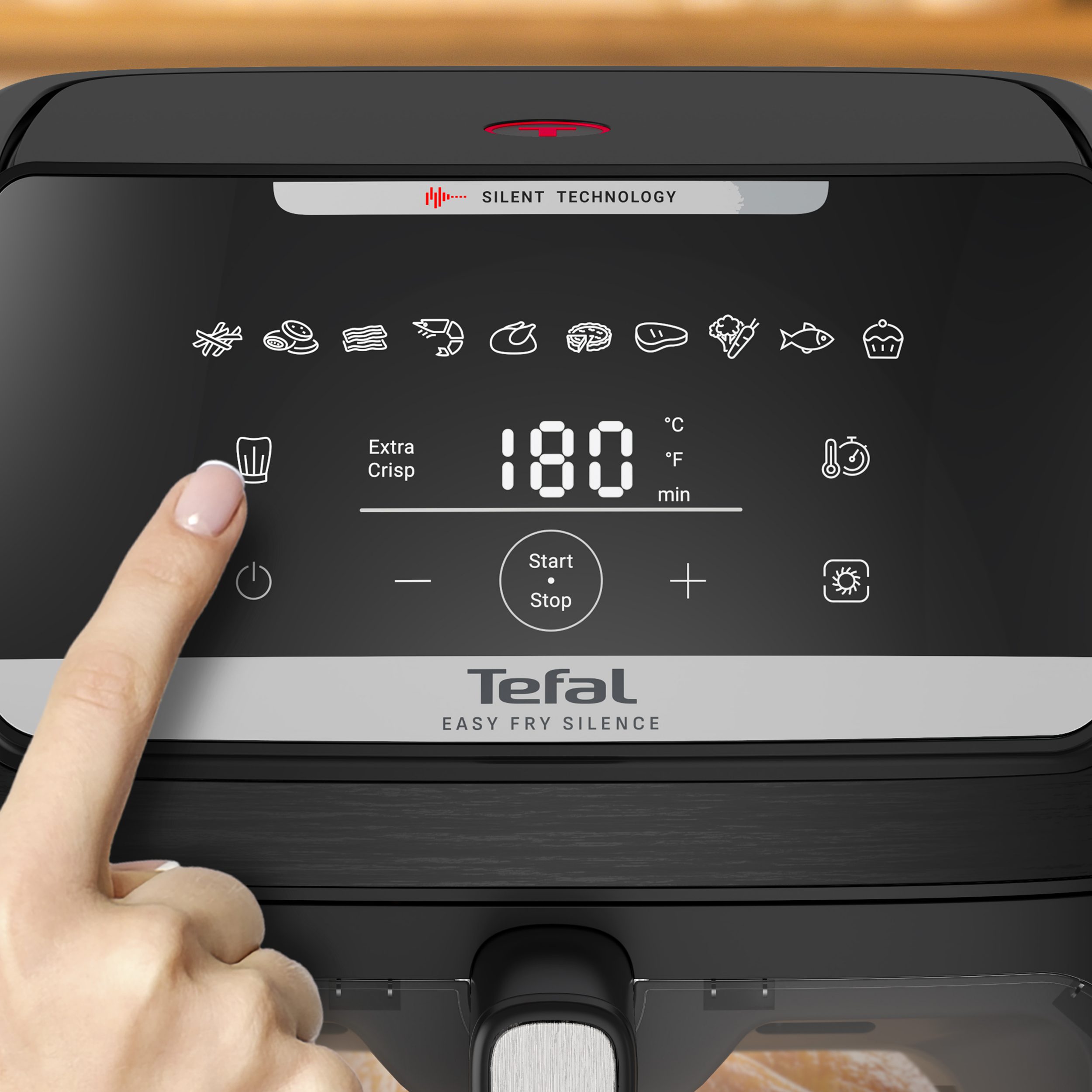 TEFAL EY8468E0 Easy Fry Silence XXL 7 l Vision fekete forrólevegős sütő – 3. kép