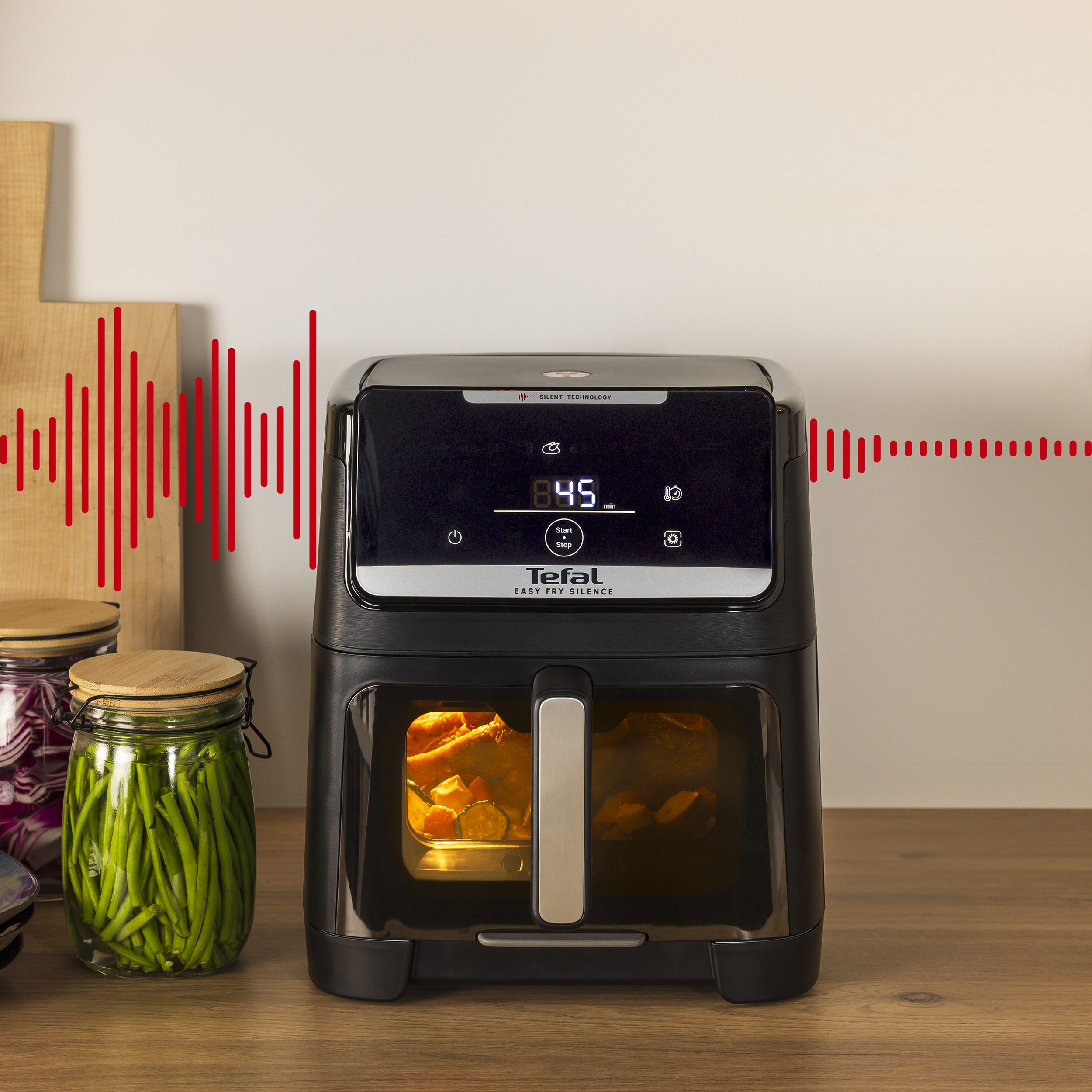 TEFAL EY8468E0 Easy Fry Silence XXL 7 l Vision fekete forrólevegős sütő – 5. kép