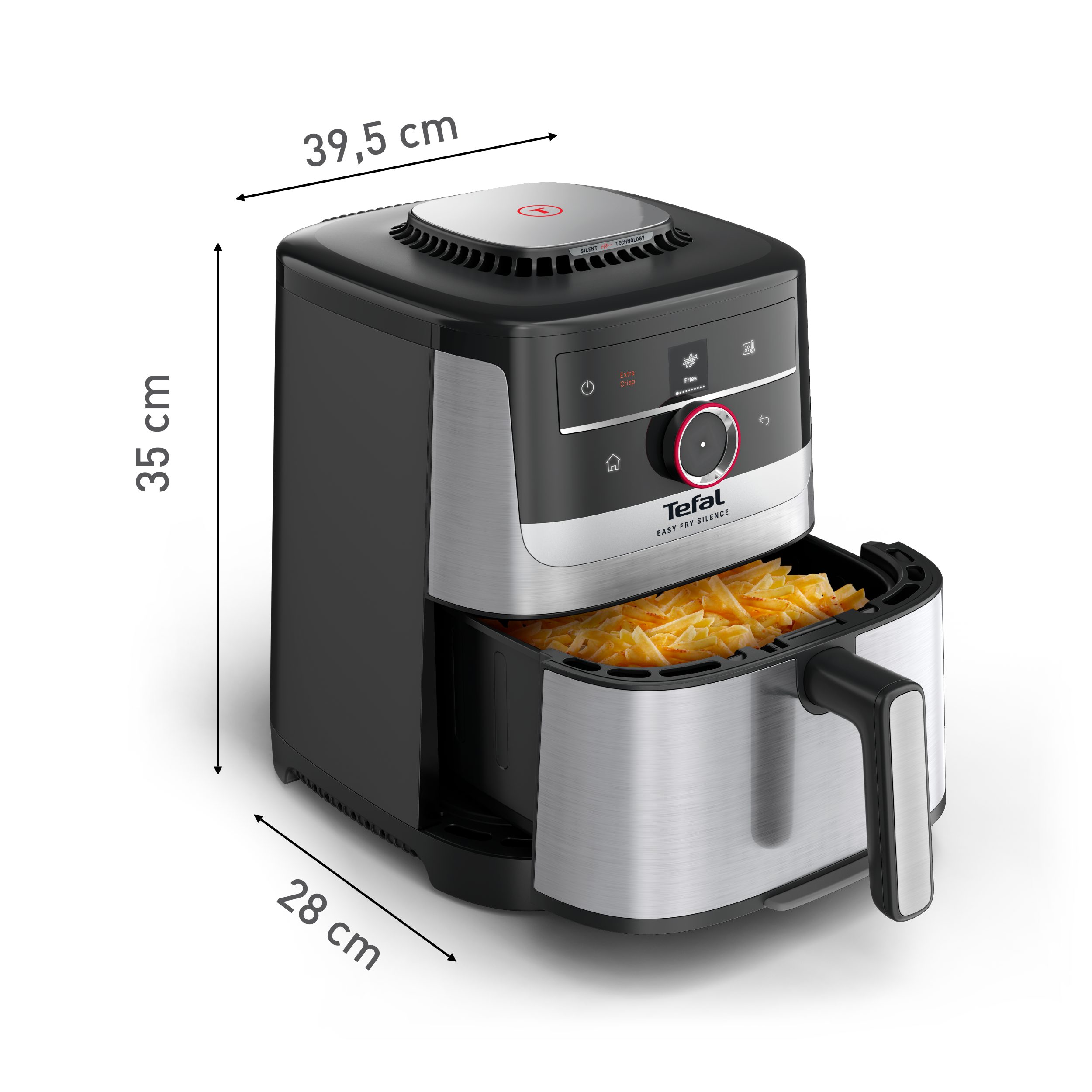 TEFAL EY572DE1 Easy Fry Smart & Silence 5 l-es rozsdamentes acél forrólevegős sütő – 6. kép
