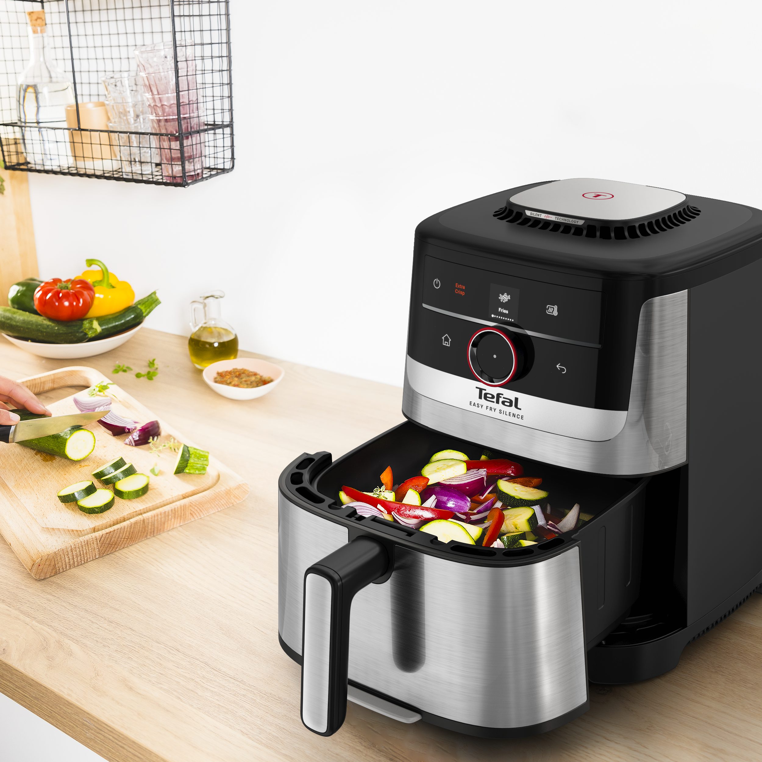 TEFAL EY572DE1 Easy Fry Smart & Silence 5 l-es rozsdamentes acél forrólevegős sütő – 7. kép