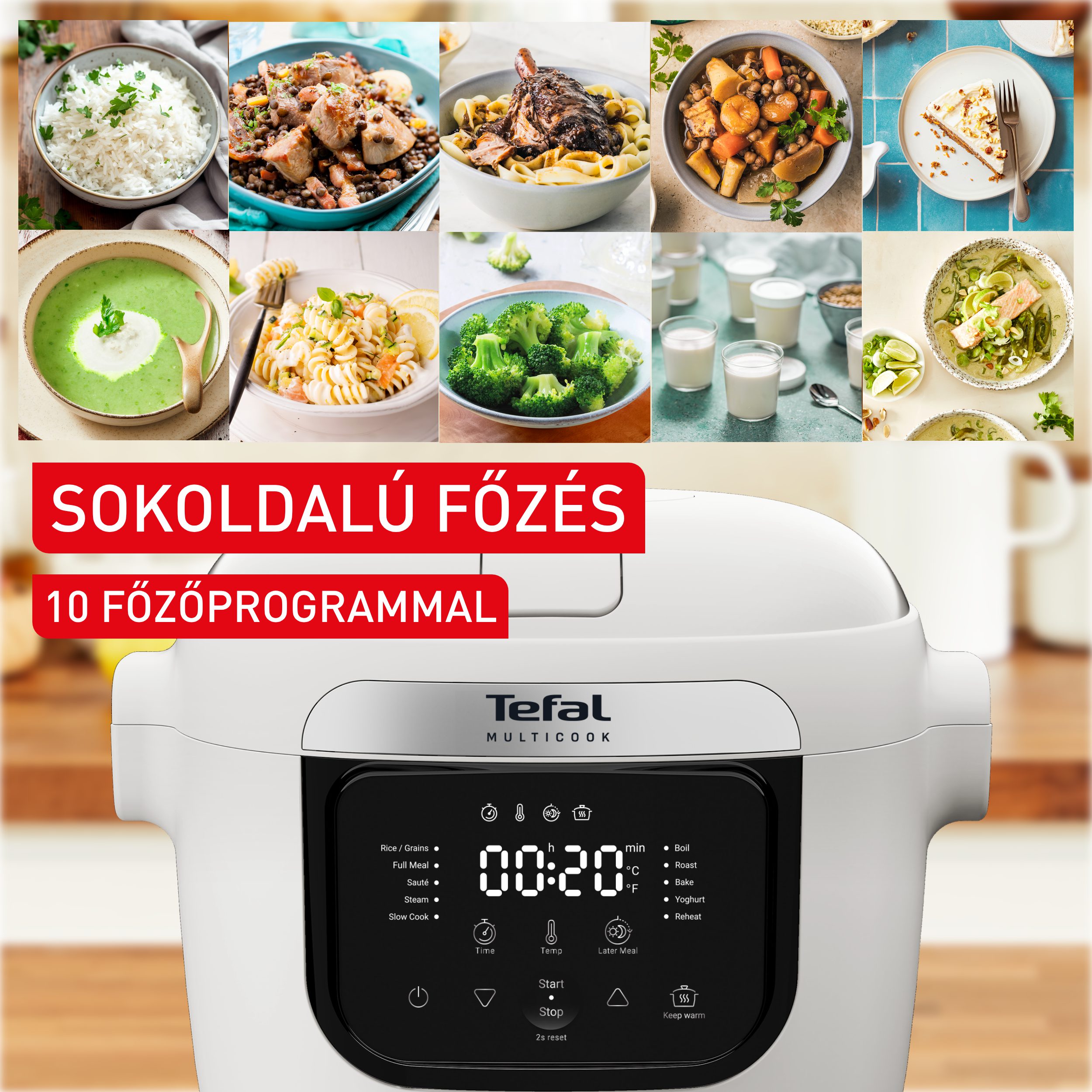 TEFAL MY700BF0 Multicook Nube 6 l-es multifunkciós főzőedény és forrólevegős sütő – 10. kép