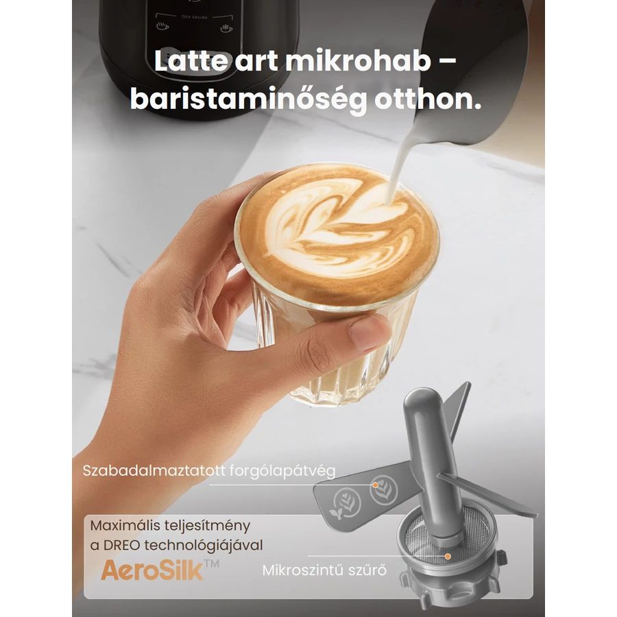 DREO Barista Maker KMF Air 8 az 1-ben fekete tejhabosító – 3. kép