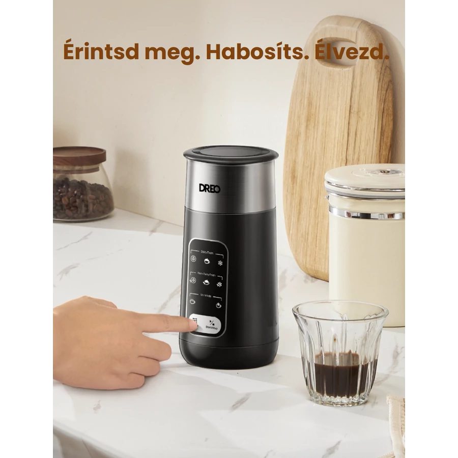 DREO Barista Maker KMF Air 8 az 1-ben fekete tejhabosító – 6. kép