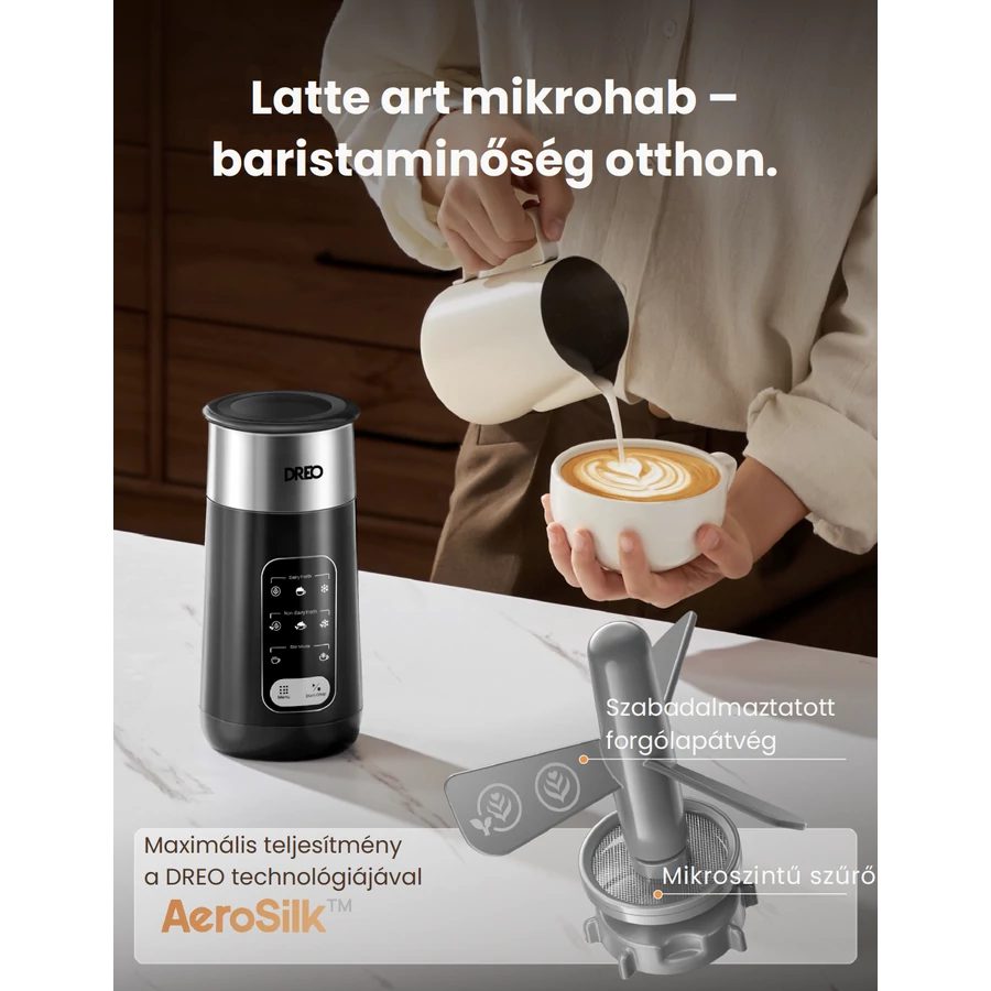 DREO Barista Maker KMF Air 8 az 1-ben fekete tejhabosító – 8. kép