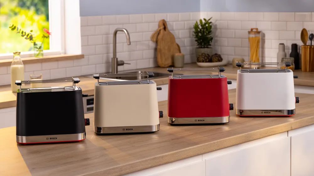 BOSCH TAT4M224 DesignLine kenyérpirító, 950 W, piros fémházzal – 5. kép