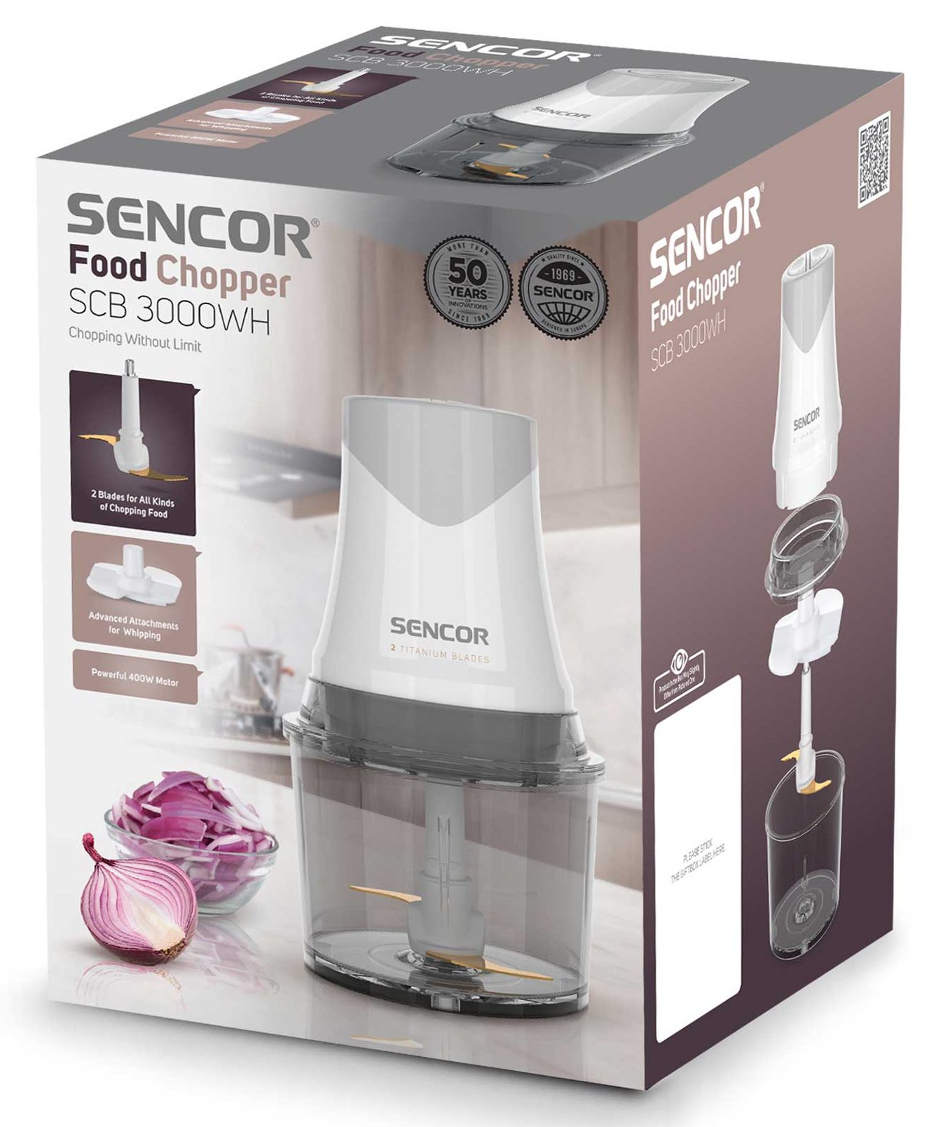 SENCOR SCB 3000WH kétfokozatú konyhai aprító 400 W teljesítménnyel – 9. kép