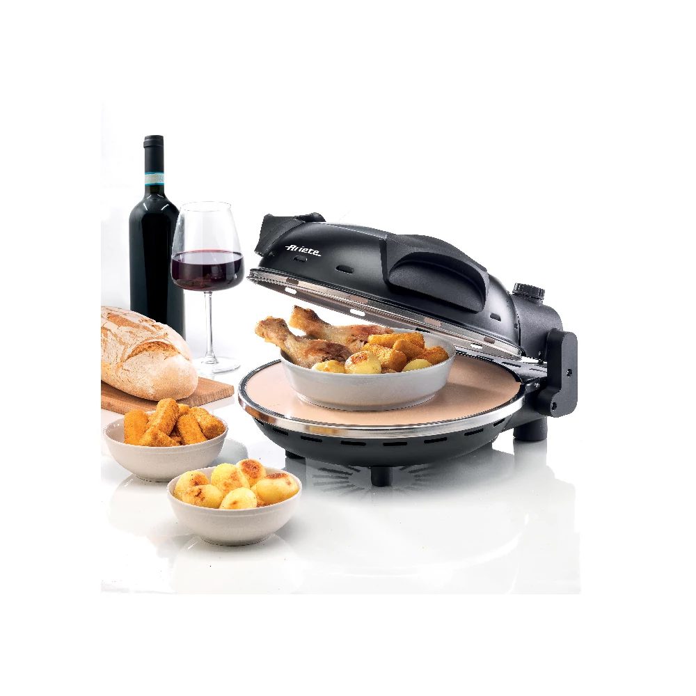 ARIETE 928.BK fekete pizzasütő 33 cm-es tapadásmentes kőlappal – 3. kép
