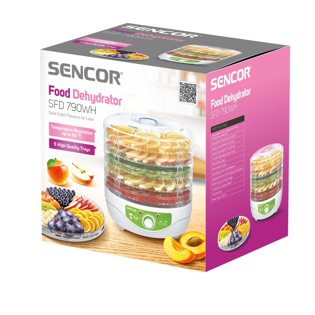 SENCOR SFD 790WH gyümölcsaszaló 5 szárítószitával – 4. kép