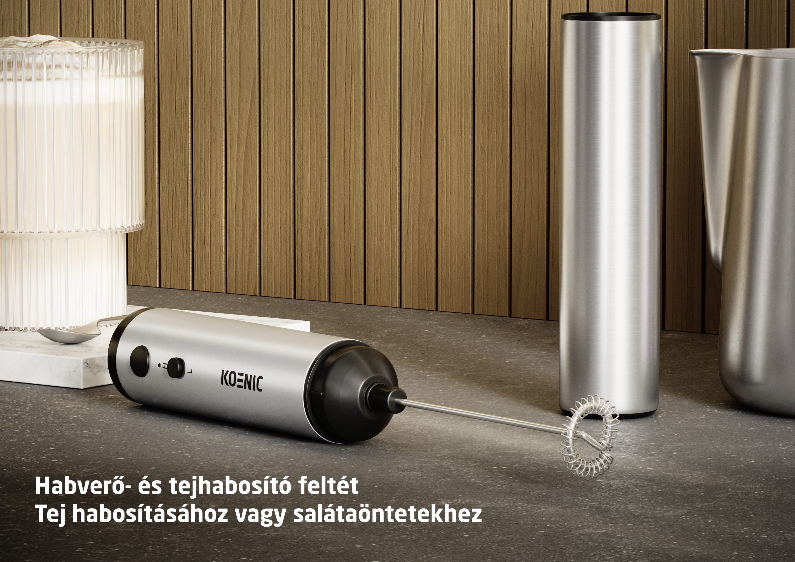 KOENIC KMF 2026 akkumulátoros tejhabosító habverő tartozékkal – 4. kép